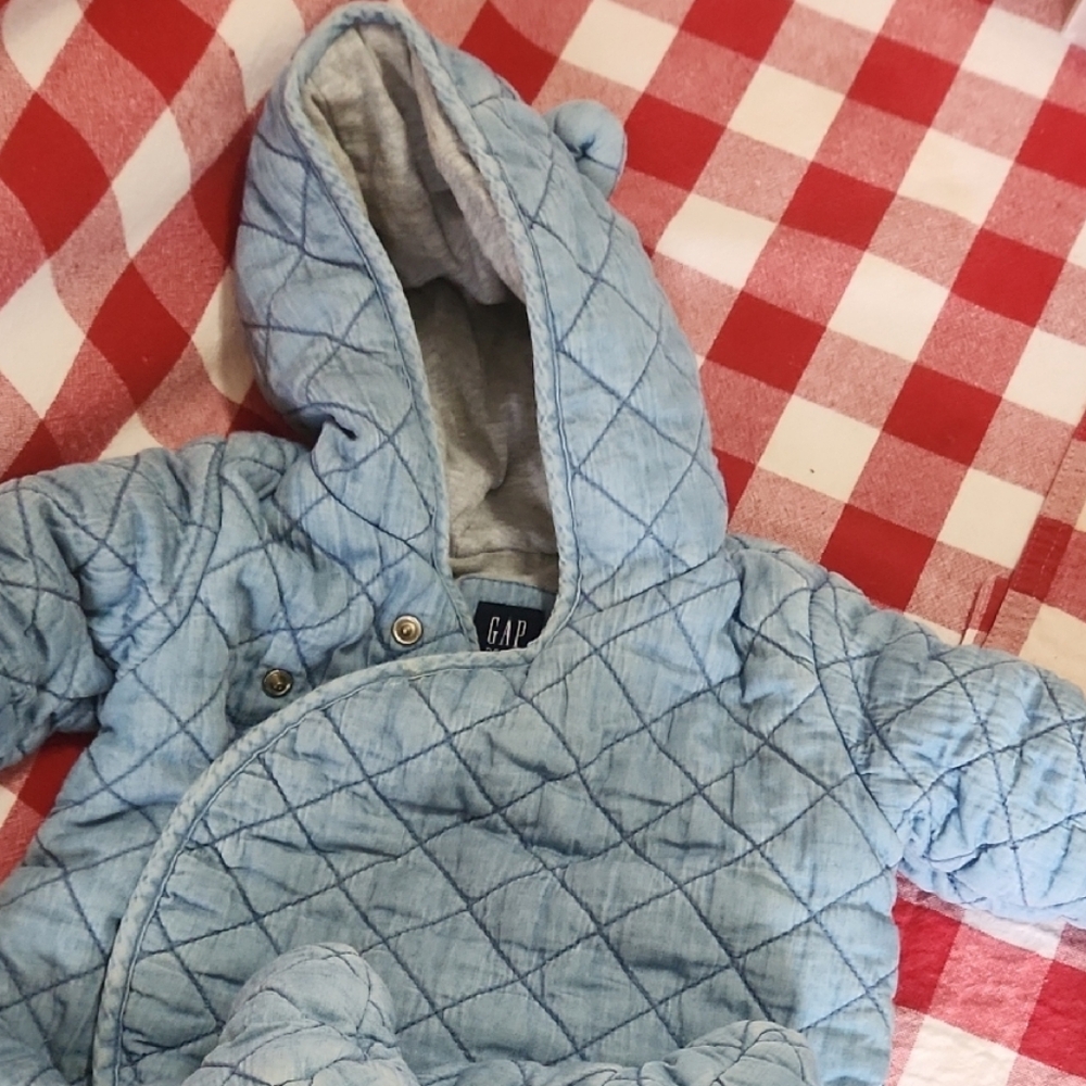 GAP Blue Quilted Baby Snowsuit